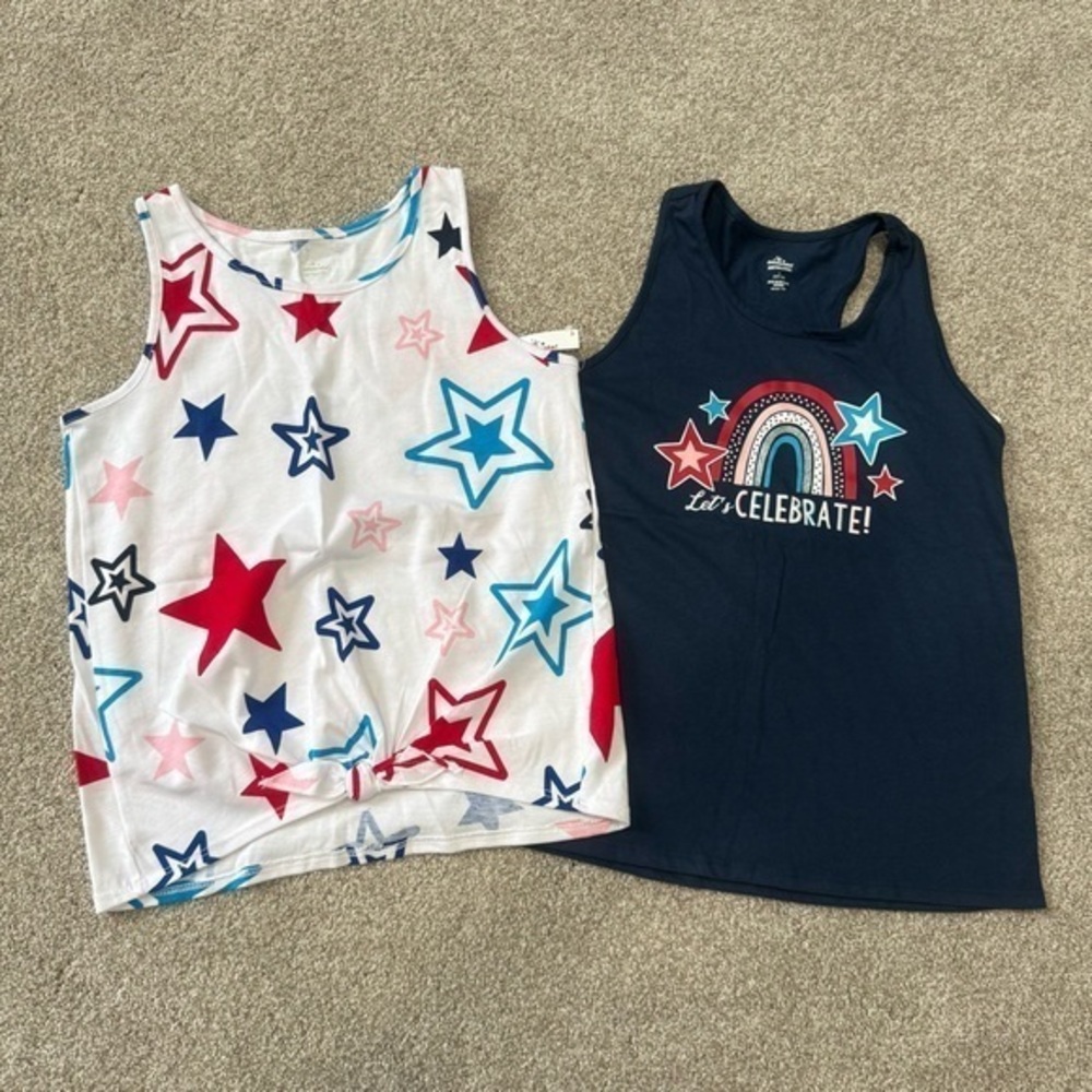 NWT Celebrate! Girls size large (10-12) bundle of two patriotic tank tops
